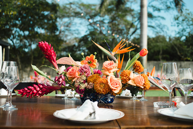 centros de mesa boda en color naranja