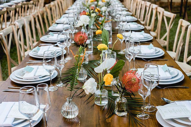 tableware en naranja para boda