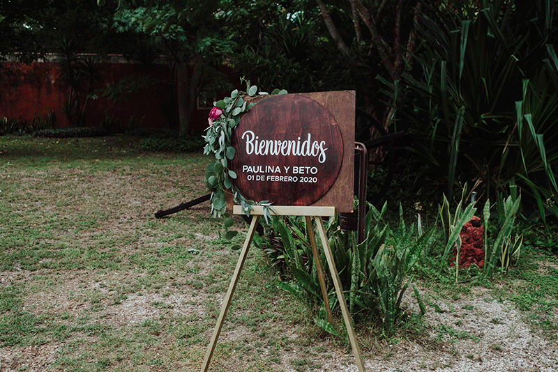 letrero de bienvenida boda yucatan hacienda