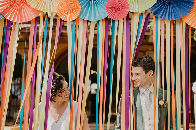 Bride and groom party after the wedding