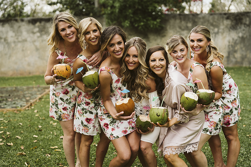 The bride and the bridesmaids